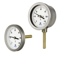 Bimetallic thermometer with case in zincked steel. economical models Dial thermometers with bimetallic strip and inner components in copper alloy