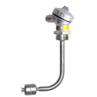 Sensor de nivel acodado - interruptor de flotador de Ø30mm con cabezal y conexió