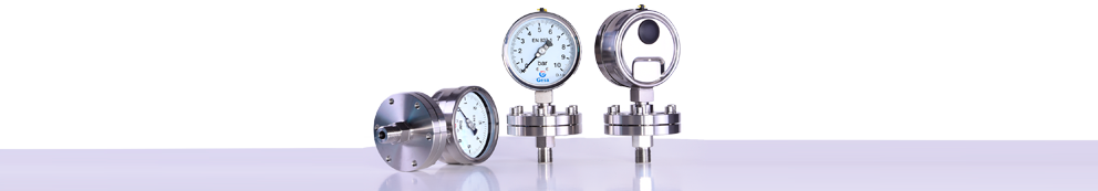 Diaphragm pressure gauge all stainless steel Ø100mm with six bolts